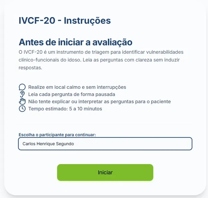 Tela de criação do questionário